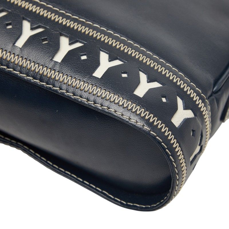 Saint Laurent Vintage Cut Out Shoulder Bag Navy Leather