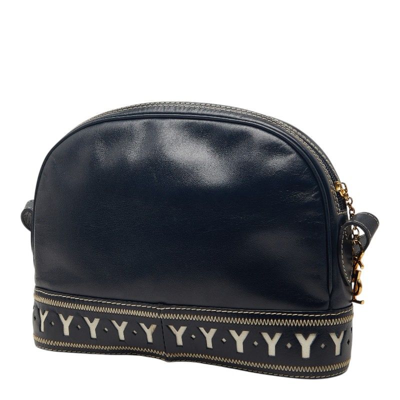 Saint Laurent Vintage Cut Out Shoulder Bag Navy Leather