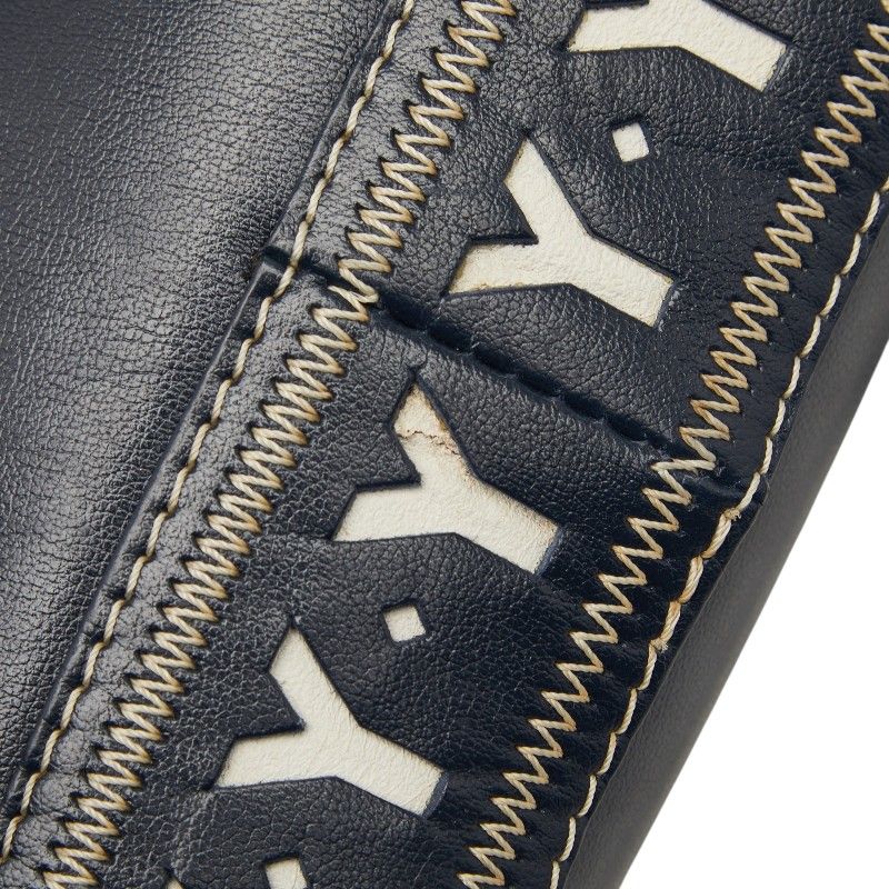 Saint Laurent Vintage Cut Out Shoulder Bag Navy Leather