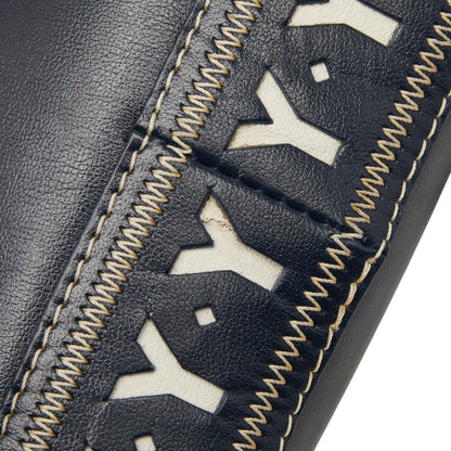 Saint Laurent Vintage Cut Out Shoulder Bag Navy Leather