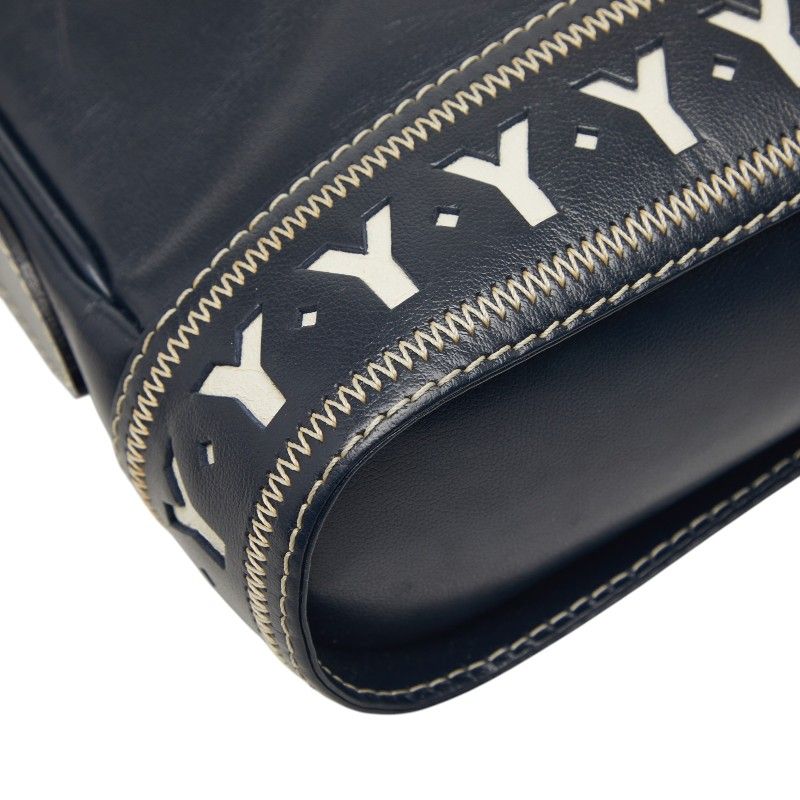 Saint Laurent Vintage Cut Out Shoulder Bag Navy Leather