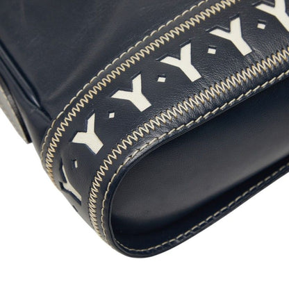 Saint Laurent Vintage Cut Out Shoulder Bag Navy Leather