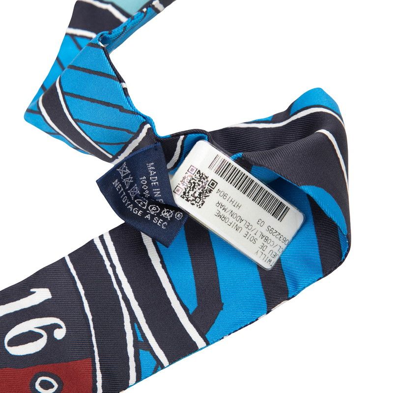 Hermes Twilly Jeu de Soie Uniforme Silk Game Scarf Blue