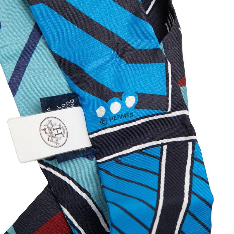Hermes Twilly Jeu de Soie Uniforme Silk Game Scarf Blue
