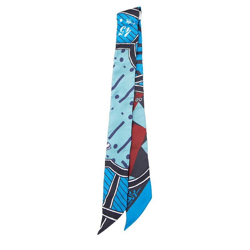 Hermes Twilly Jeu de Soie Uniforme Silk Game Scarf Blue