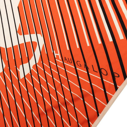 Hermes AU Galop Triangle Scarf Orange White Black Silk Jersey