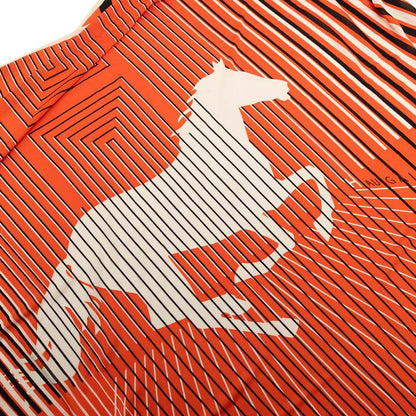 Hermes AU Galop Triangle Scarf Orange White Black Silk Jersey