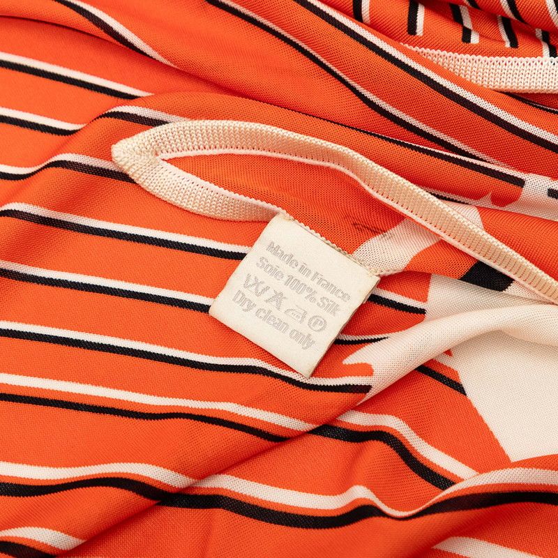 Hermes AU Galop Triangle Scarf Orange White Black Silk Jersey
