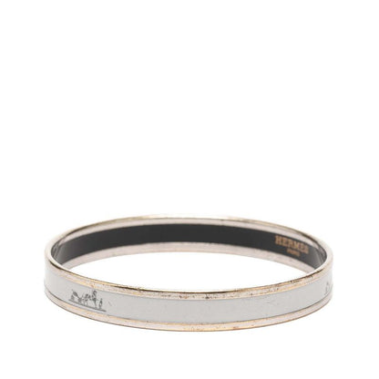 Hermes Enamel PM Bangle Silver Gray Metal Bracelet