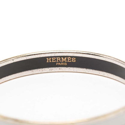Hermes Enamel PM Bangle Silver Gray Metal Bracelet