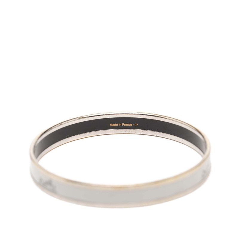 Hermes Enamel PM Bangle Silver Gray Metal Bracelet