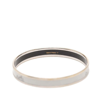 Hermes Enamel PM Bangle Silver Gray Metal Bracelet