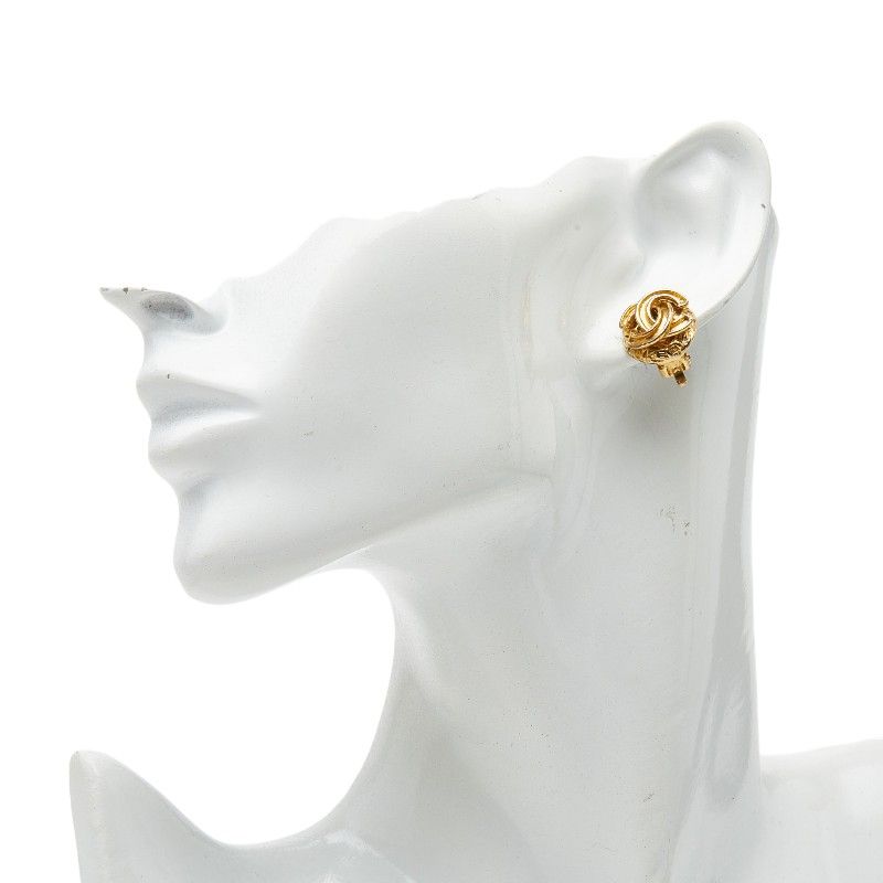 Chanel Vintage CC Logo Earrings Gold Plated