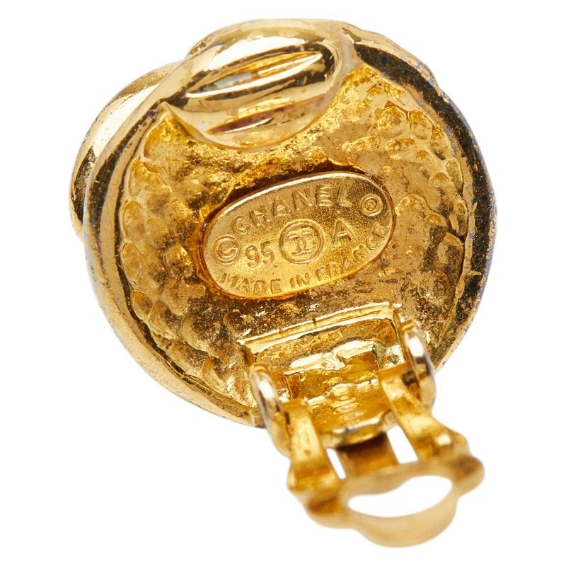 Chanel Vintage CC Logo Earrings Gold Plated