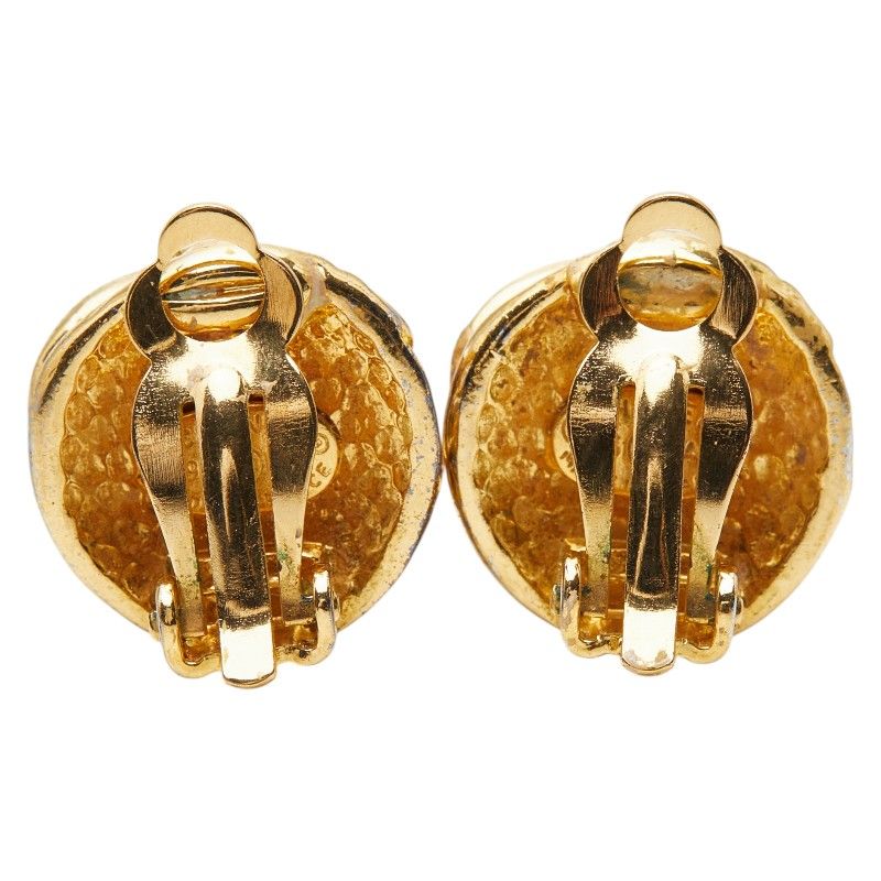 Chanel Vintage CC Logo Earrings Gold Plated