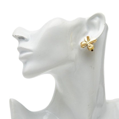 Chanel Clover Motif Earrings Gold Plated