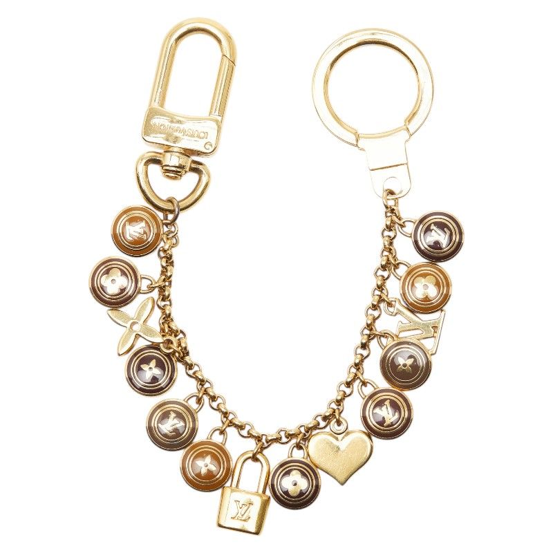 Louis Vuitton Porte Cles Chenne Pastille Key Holder Charm Gold Brown Plated