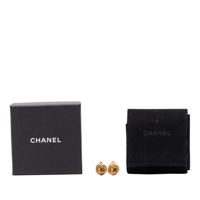 Chanel CC Logo Earrings Gold Plated