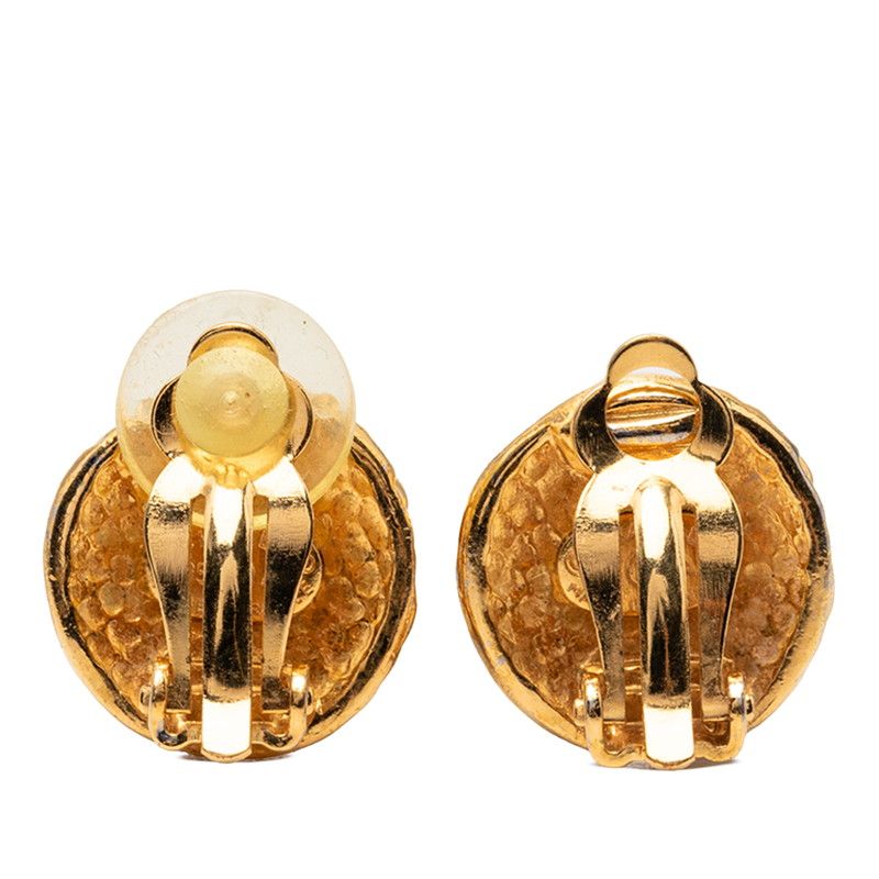 Chanel CC Logo Earrings Gold Plated