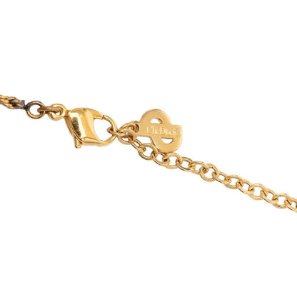 Dior Cdlogo Bag Motif Chain Pendant Necklace Gold Plated