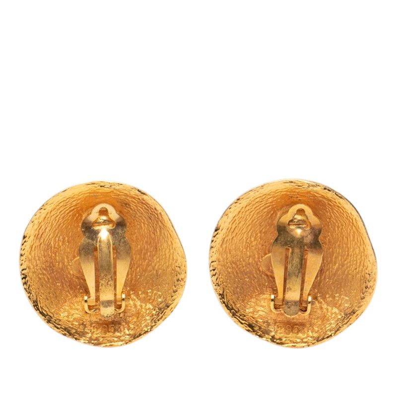 Chanel CC Logo Vintage Earrings Gold Plated
