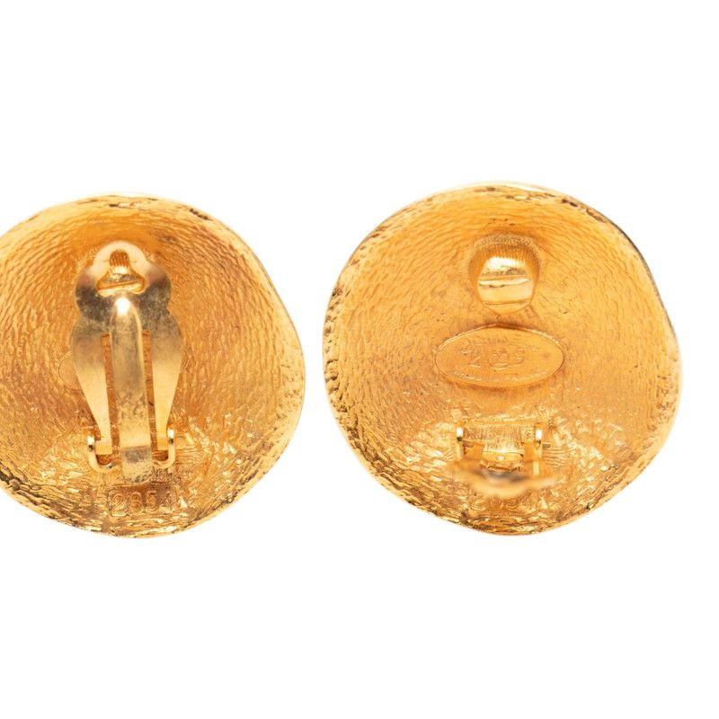 Chanel CC Logo Vintage Earrings Gold Plated