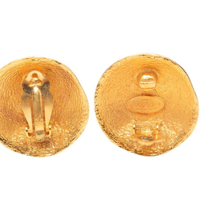 Chanel CC Logo Vintage Earrings Gold Plated