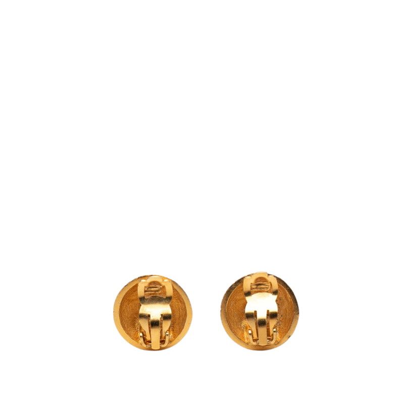 Chanel CC Logo Vintage Earrings Gold Plated