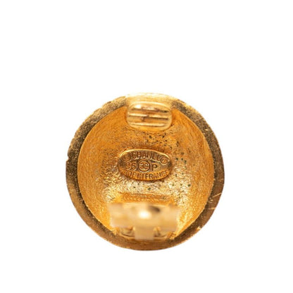 Chanel CC Logo Vintage Earrings Gold Plated