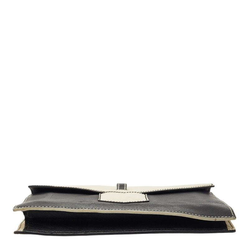 Saint Laurent Bicolor Clutch Back Second White Black Leather
