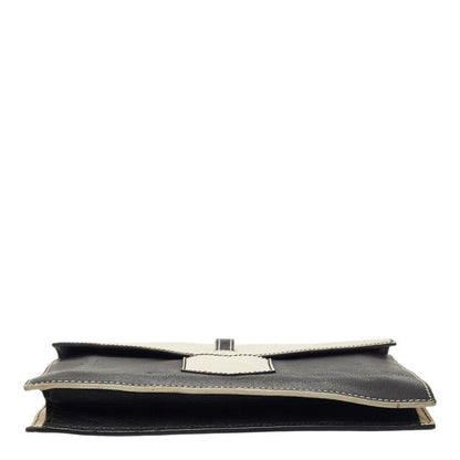Saint Laurent Bicolor Clutch Back Second White Black Leather