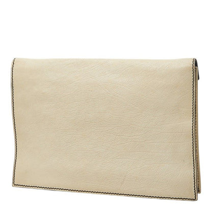 Saint Laurent Bicolor Clutch Back Second White Black Leather