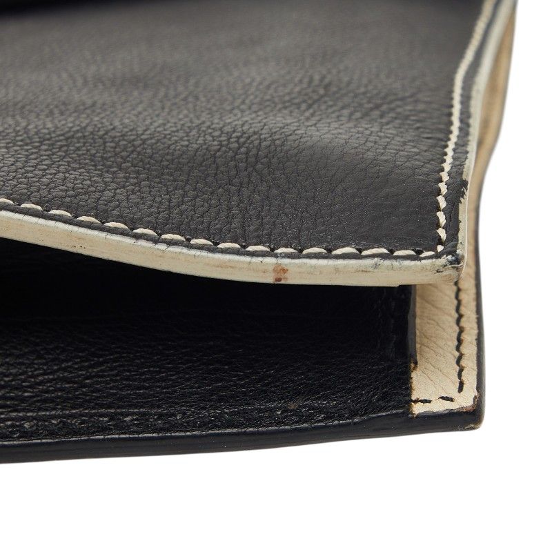 Saint Laurent Bicolor Clutch Back Second White Black Leather