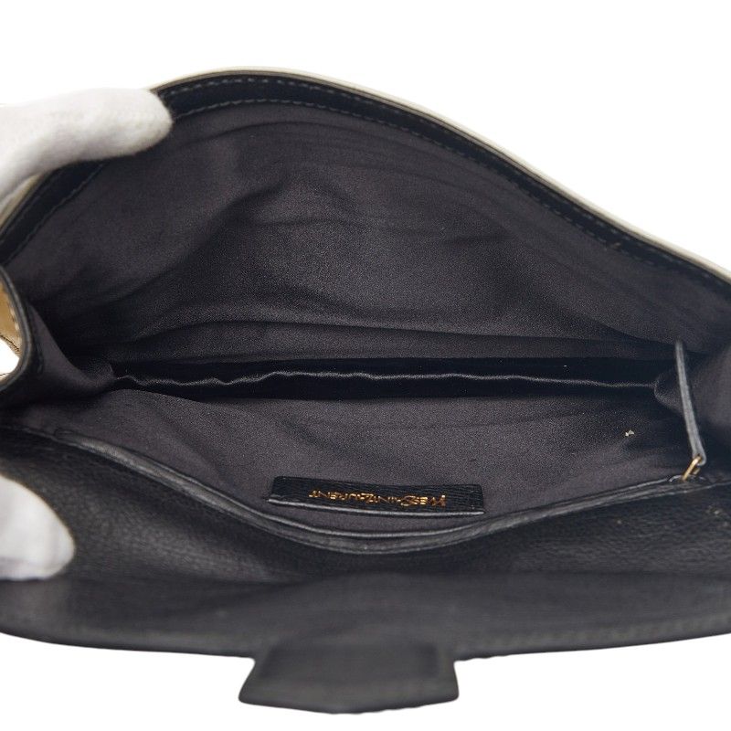 Saint Laurent Bicolor Clutch Back Second White Black Leather