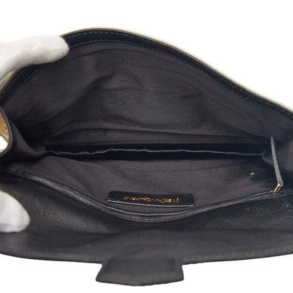 Saint Laurent Bicolor Clutch Back Second White Black Leather