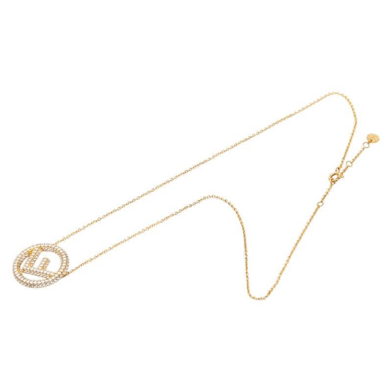 Fendi IS Necklace Gold Plated Line Stone