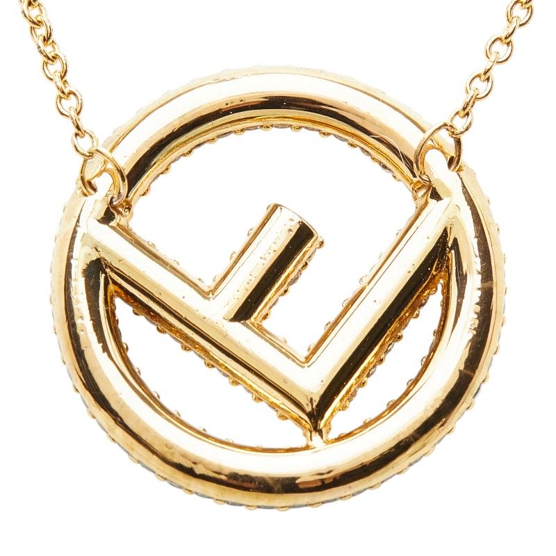 Fendi IS Necklace Gold Plated Line Stone