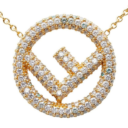 Fendi IS Necklace Gold Plated Line Stone