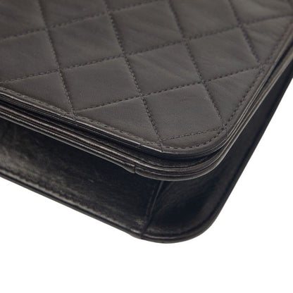 Chanel CC Logo Quilted Push Lock Chain Shoulder Bag Black Lambskin