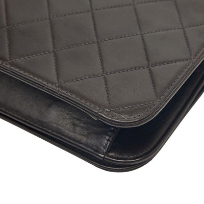 Chanel CC Logo Quilted Push Lock Chain Shoulder Bag Black Lambskin