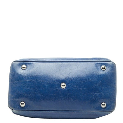 Miu Miu Miu 2-Way Shoulder Bag Blue Leather