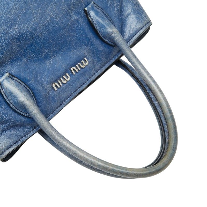 Miu Miu Miu 2-Way Shoulder Bag Blue Leather