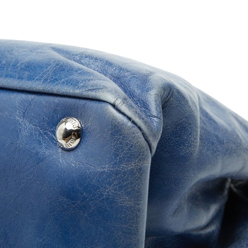 Miu Miu Miu 2-Way Shoulder Bag Blue Leather