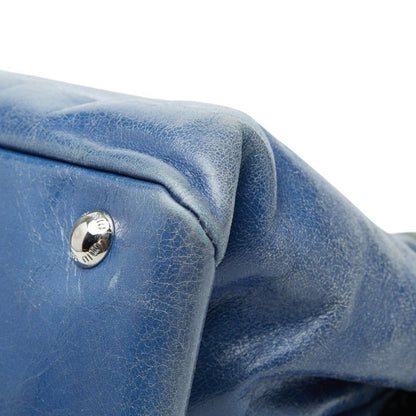 Miu Miu Miu 2-Way Shoulder Bag Blue Leather