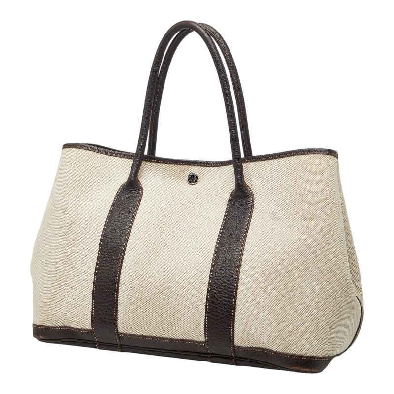 Hermes Garden Party PM Tote Brown Toilet Ash Leather Canvas