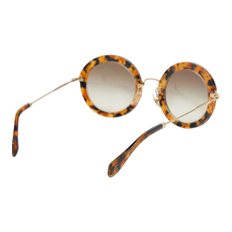 Miu Miu Miu Gradient Round Sunglasses Brown Gold Plastic Plated Eyewear