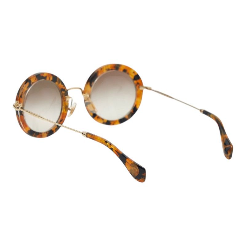 Miu Miu Miu Gradient Round Sunglasses Brown Gold Plastic Plated Eyewear