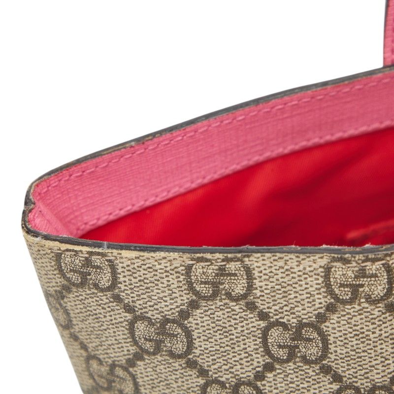Gucci GG Supreme Children's Ribbon Handbag Beige Pink Leather