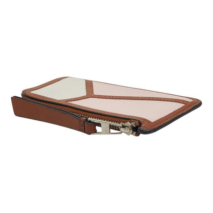 Loewe Anagram Puzzle Coin Case Card Brown Pink White Leather