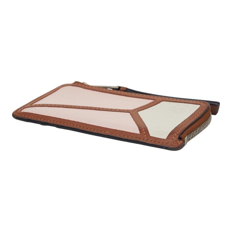 Loewe Anagram Puzzle Coin Case Card Brown Pink White Leather
